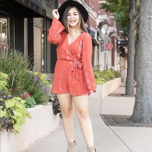 Francescas’ Long Sleeve Boho Embroidered Romper